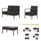 4 Pieces Patio Rattan Cushioned Furniture Set with Wooden Tabletop
